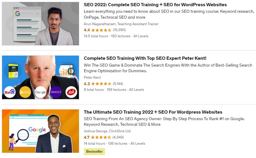 udemy seo courses